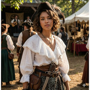 Rustica Tiered Ruffles cotton Top Boho Renaissance Pirate core Size 12